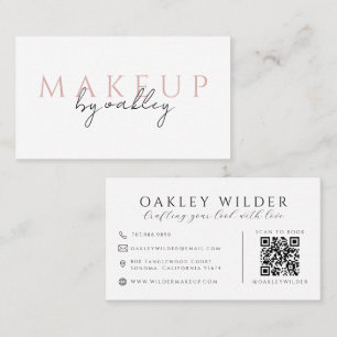 Tarjeta De Visita Artista de Maquillaje Código QR Rosa