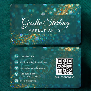 Tarjeta De Visita Artista de Maquillaje Código QR Verde