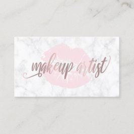 Tarjeta De Visita Artista de maquillaje color de rosa de mármol