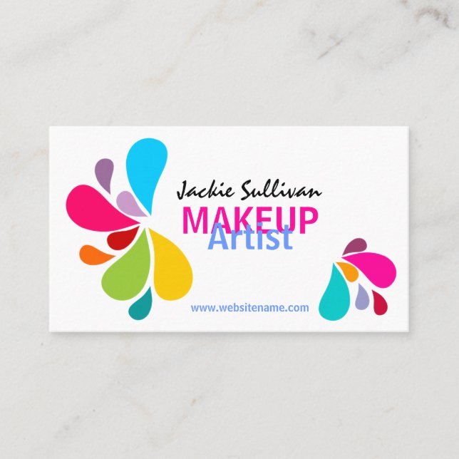 Tarjeta De Visita Artista de maquillaje colorido (Anverso)