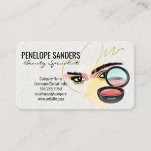 Tarjeta De Visita Artista de Maquillaje Compacto   Pincelada   Belle