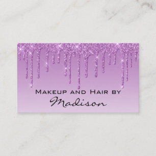 Tarjeta De Visita Artista de Maquillaje con Brillo de Lila Glam