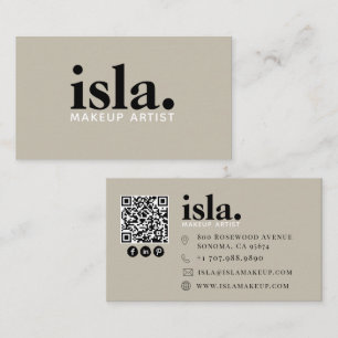 Tarjeta De Visita Artista de Maquillaje con Código QR Minimalista Mo