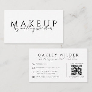 Tarjeta De Visita Artista de Maquillaje con Código QR Moderno
