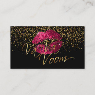 Tarjeta De Visita Artista de maquillaje con confetti de oro y labios