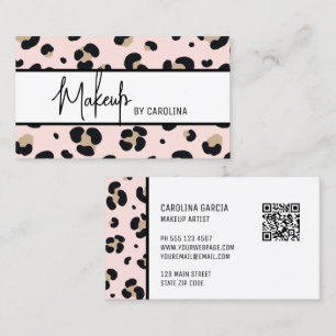 Tarjeta De Visita Artista de Maquillaje con Estampado de Leopardo Ro