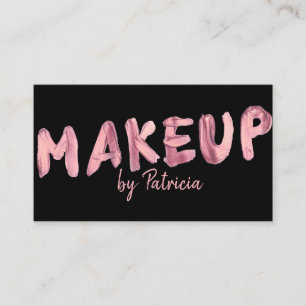 Tarjeta De Visita Artista de Maquillaje con Fuente Rosa Fuerte sobre