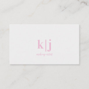 Tarjeta De Visita Artista de Maquillaje con Monograma Rosa y Blanco