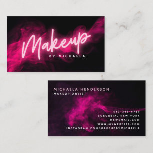 Tarjeta De Visita Artista de Maquillaje con Neon Rosa y Humo