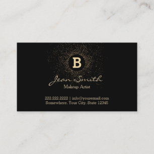 Tarjeta De Visita Artista de maquillaje Confetti Gold Monograma mode