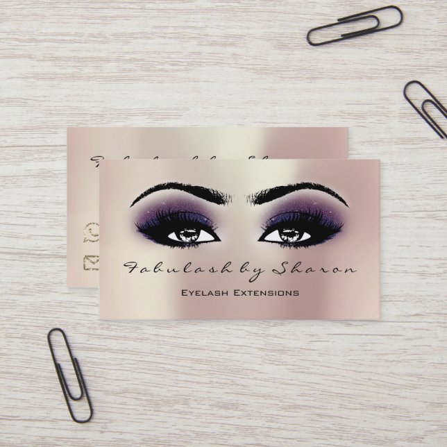 Tarjeta De Visita Artista de maquillaje Cristales de ojos Extensión  (Anverso/Reverso In Situ)