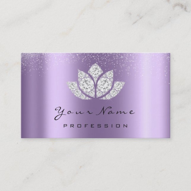 Tarjeta De Visita Artista de maquillaje Crystal Diamond Lotus Purple (Anverso)