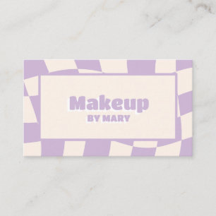 Tarjeta De Visita Artista de Maquillaje Cuadriculado Lavanda Pastel