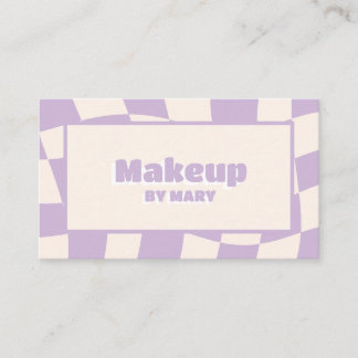 Tarjeta De Visita Artista de Maquillaje Cuadriculado Lavanda Pastel 