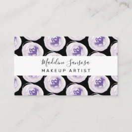Tarjeta De Visita Artista de Maquillaje de Amapolas Acuareladas Púrp