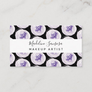 Tarjeta De Visita Artista de Maquillaje de Amapolas Acuareladas Púrp