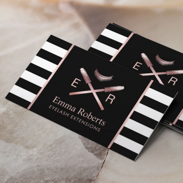 Tarjeta De Visita Artista de maquillaje de azotes franjas modernas e (Subido por el creador)