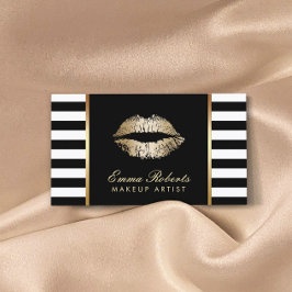 Tarjeta De Visita Artista de maquillaje de bandas blancas negras de 