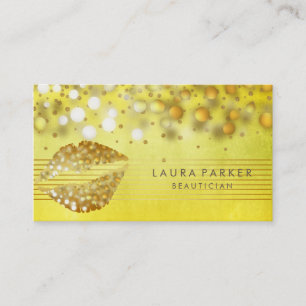 Tarjeta De Visita Artista de maquillaje de bandas de oro Lips Beauti
