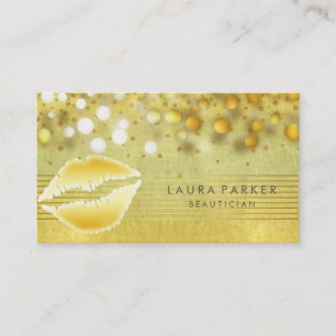 Tarjeta De Visita Artista de maquillaje de bandas de oro Lips Beauti