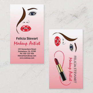 Tarjeta De Visita Artista de maquillaje de belleza en cosmetólogo es