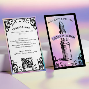 Tarjeta De Visita Artista de Maquillaje de Belleza Holográfica Irisa