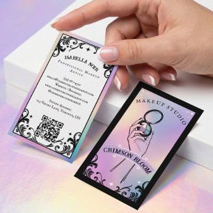 Tarjeta De Visita Artista de Maquillaje de Belleza Holográfico Iride