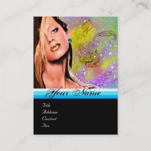 Tarjeta De Visita ARTISTA DE MAQUILLAJE DE BELLEZA monograma amarill