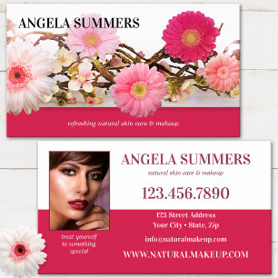Tarjeta De Visita Artista de Maquillaje de Belleza Natural Rosa Fuer