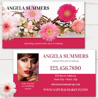 Tarjeta De Visita Artista de Maquillaje de Belleza Natural Rosa Fuer
