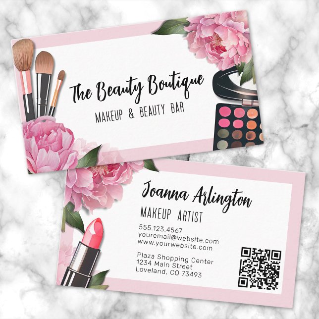 Tarjeta De Visita Artista de maquillaje de belleza rosada (Pink Beauty Makeup Artist Business Card )