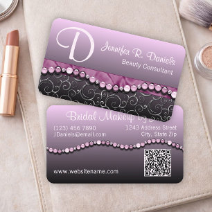 Tarjeta De Visita Artista de Maquillaje de Belleza y Bodas Rosa Viol