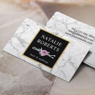 Tarjeta De Visita Artista de maquillaje de cabello Bobby Pin Marble