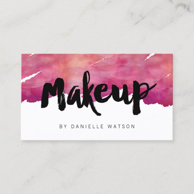 Tarjeta De Visita Artista de maquillaje de caligrafía acuarela (Anverso)
