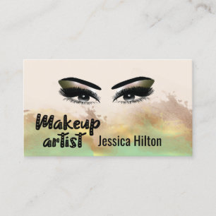 Tarjeta De Visita Artista de maquillaje de caligrafía glamorosa prof