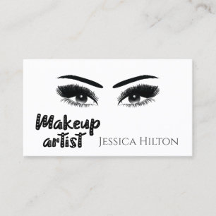 Tarjeta De Visita Artista de maquillaje de caligrafía glamorosa prof