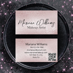 Tarjeta De Visita artista de maquillaje de código qr de Relieve meta