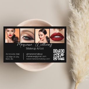 Tarjeta De Visita artista de maquillaje de código qr minimalista 4 f