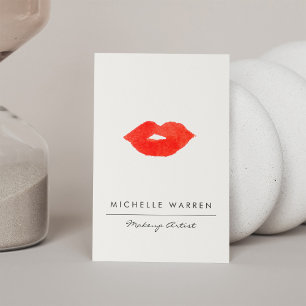 Tarjeta De Visita Artista de maquillaje de color de agua de los labi