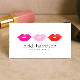 Tarjeta De Visita Artista de maquillaje de color de agua trío labios