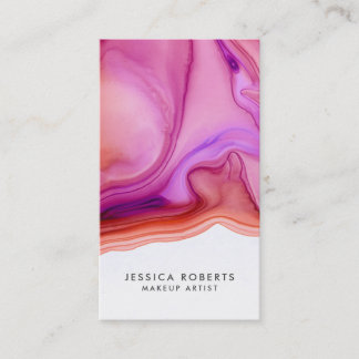 Tarjeta De Visita Artista de maquillaje de color de coral rosa Agate