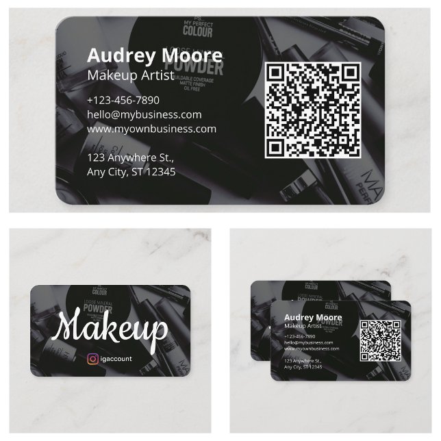 Tarjeta De Visita Artista de maquillaje de diseño de código QR (QR Code Design Makeup Artist Business Card
)