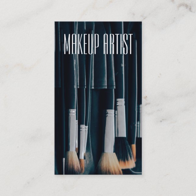 Tarjeta De Visita Artista de maquillaje de encargo con los cepillos (Anverso)