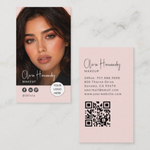 Tarjeta De Visita Artista de Maquillaje de Escritura de Foto Rosa Ru