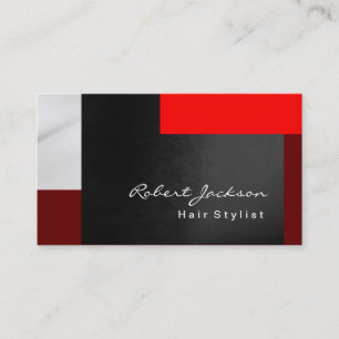Tarjeta De Visita Artista de Maquillaje de Estilo de Pelo Gris Rojo