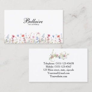 Tarjeta De Visita Artista de maquillaje de flores salvajes de primav