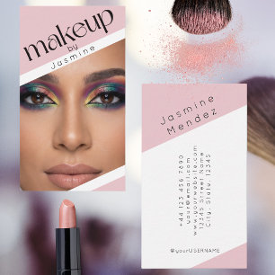 Tarjeta De Visita Artista de Maquillaje de Foto Simple Elegante Rosa
