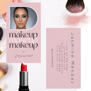 Tarjeta De Visita Artista de Maquillaje de Foto Simple Elegante Rosa