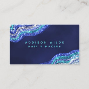 Tarjeta De Visita Artista de Maquillaje de Geoda de Ágata Teal Púrpu