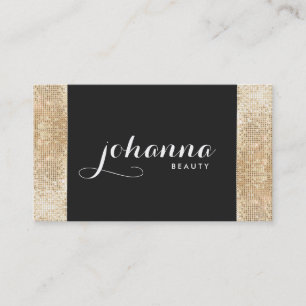 Tarjeta De Visita Artista de maquillaje de Guay Black and FAUX Gold